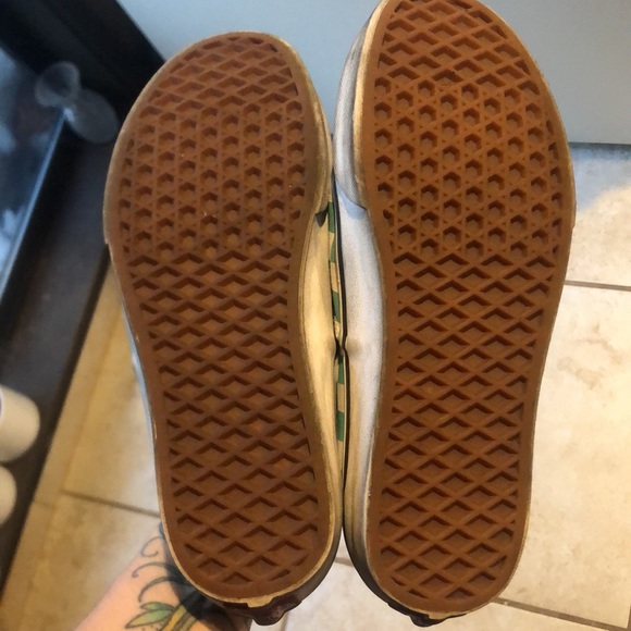 Teal n White checkered vans Sz 8 - Picture 3 of 5